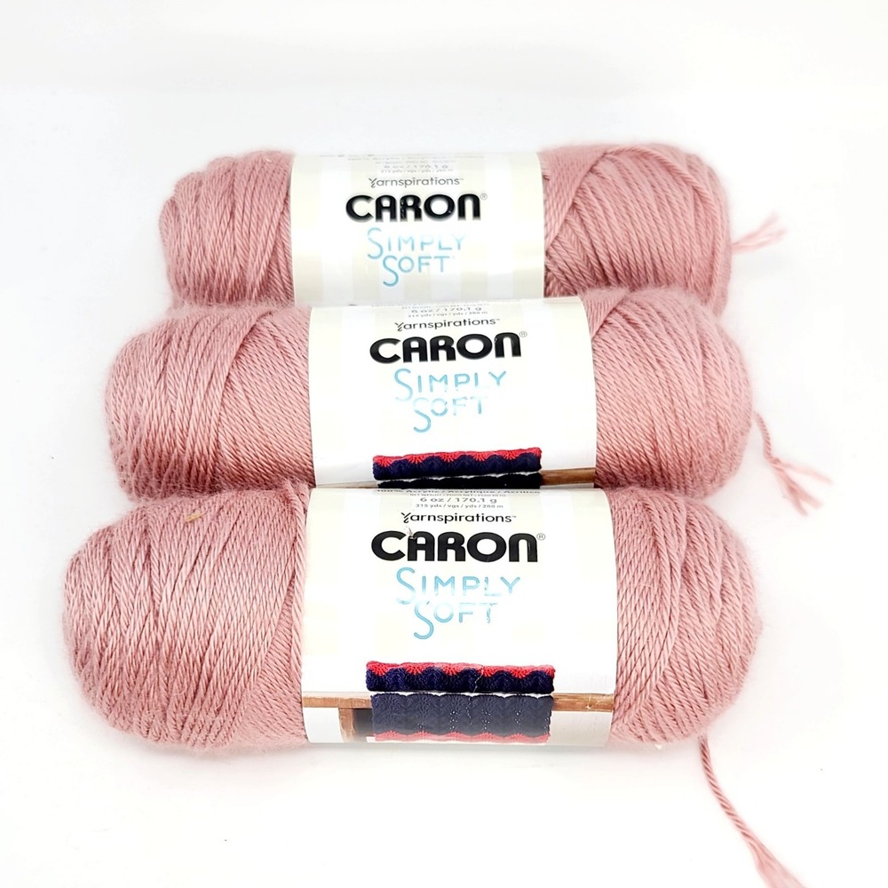 VALUE BUNDLE: 3 Caron Simply Soft Victorian Rose Yarn Skeins Same Dye Lot